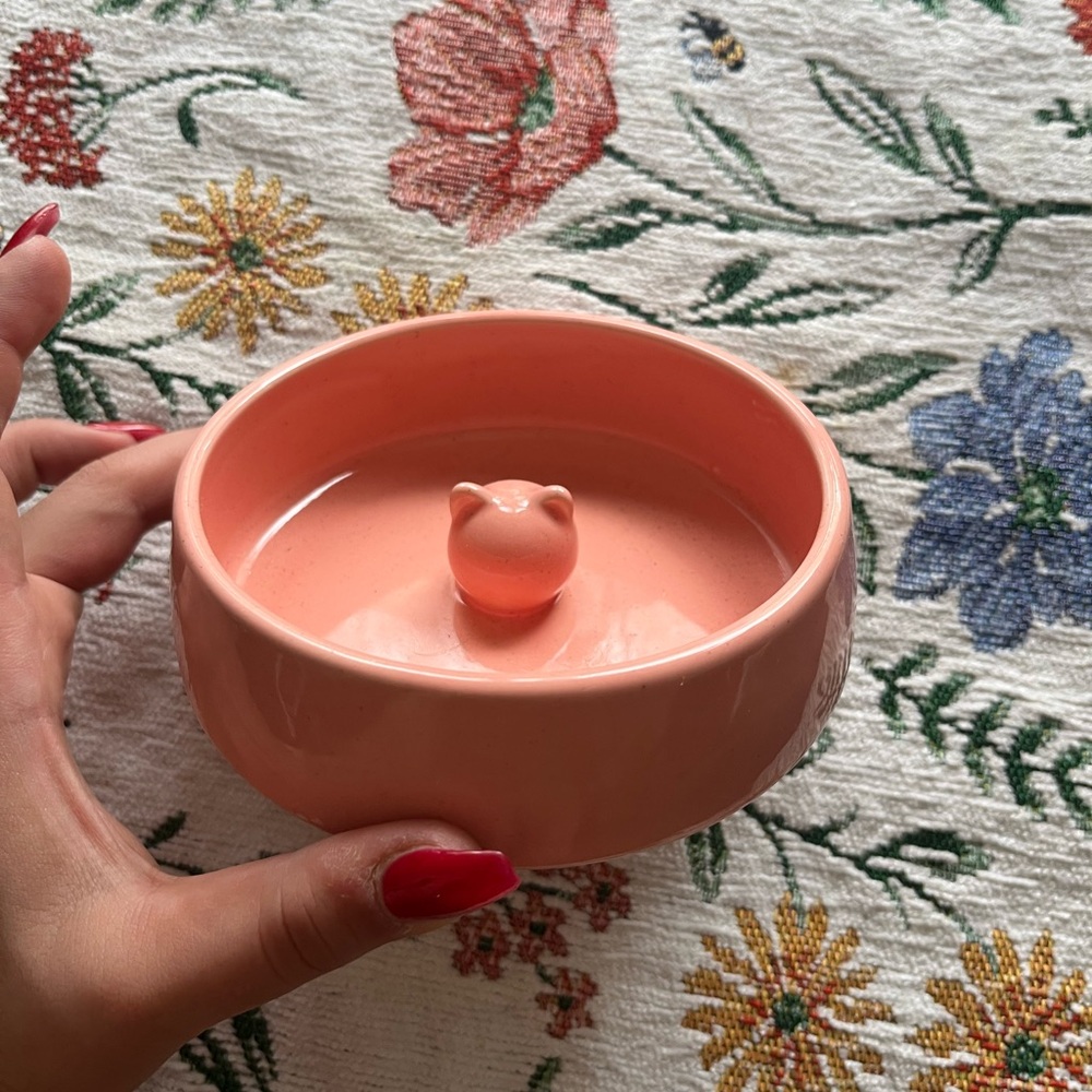 Coral Ceramic Cat Bowl